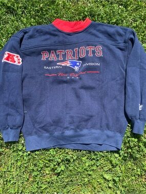 New England Patriots Blue and Red Crewneck Sweatshirt